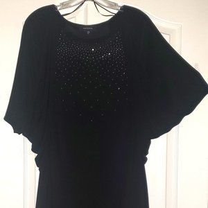 R&M Richards Sequin Lined Lap Sleeves Black Dress S